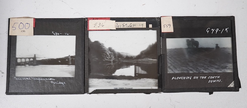 A quantity of magic lantern slides, including a moving slide. Condition - poor to fair.